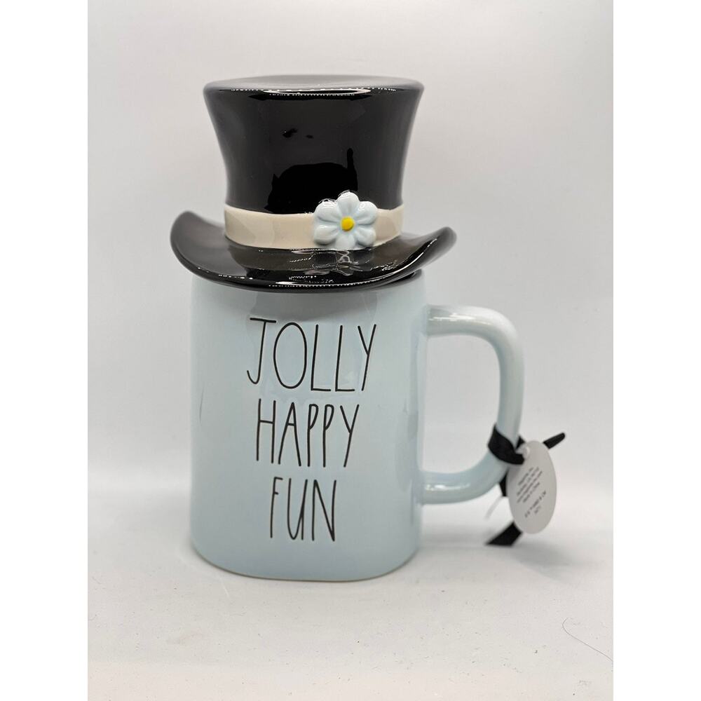 Rae Dunn Frosty Jolly Happy Fun Mug with Topper